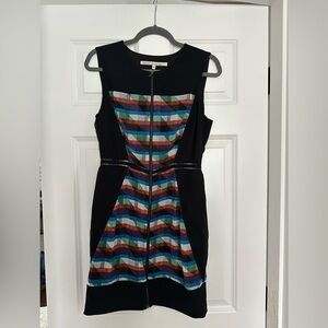 RACHEL Rachel Roy Black and Multicolor Patterned Mini Dress